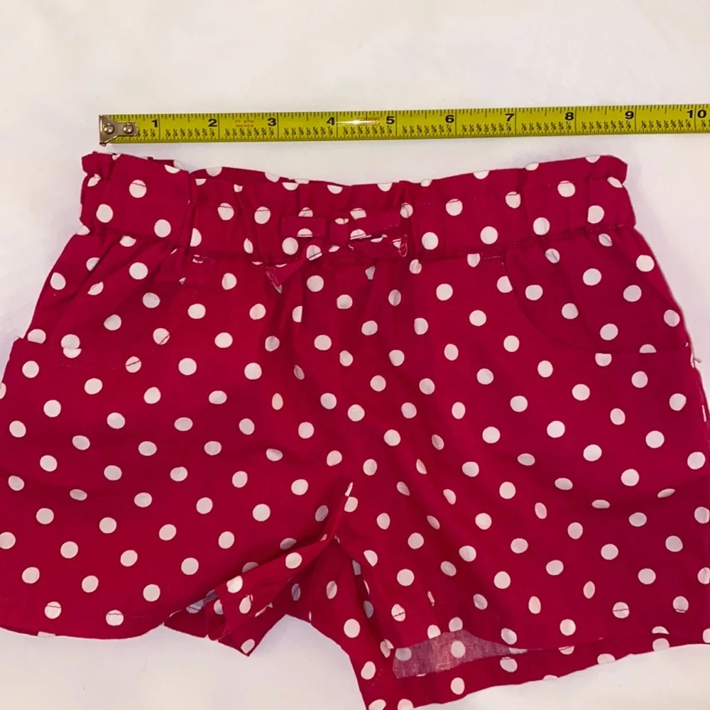 Gymboree Pink Cotton White Polkadots Summer Shorts Elastic Waist Size 5T - Picture 3 of 8